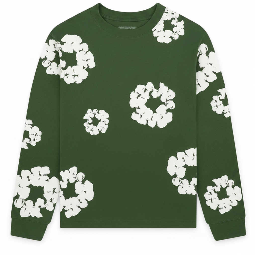 Denim Tears Long-Sleeve Wreath T-Shirts 'Green'