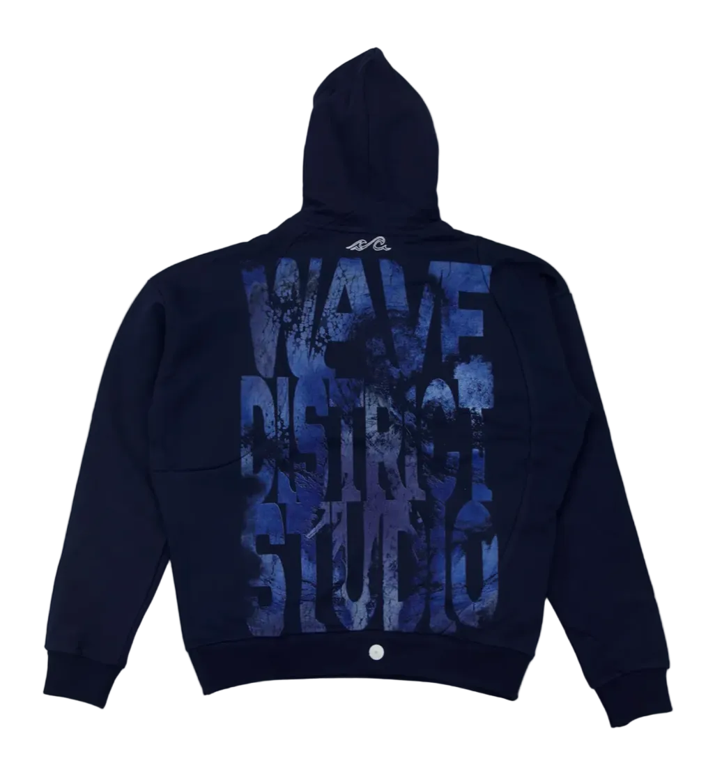 Wave District Studio Hoodies Rhinestone "Navy/Blue"