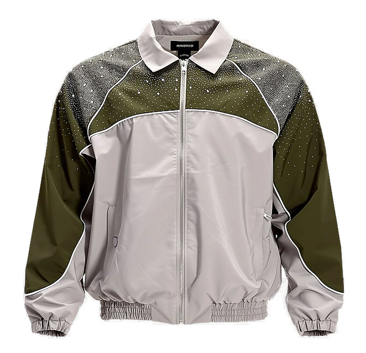 Mens Kindred Nylon Rhinestone Jacket 'Khaki Green'