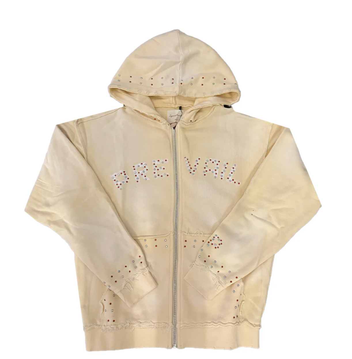 Legends Prevail Rhine stone Zip Up Hoodies  "Cream"