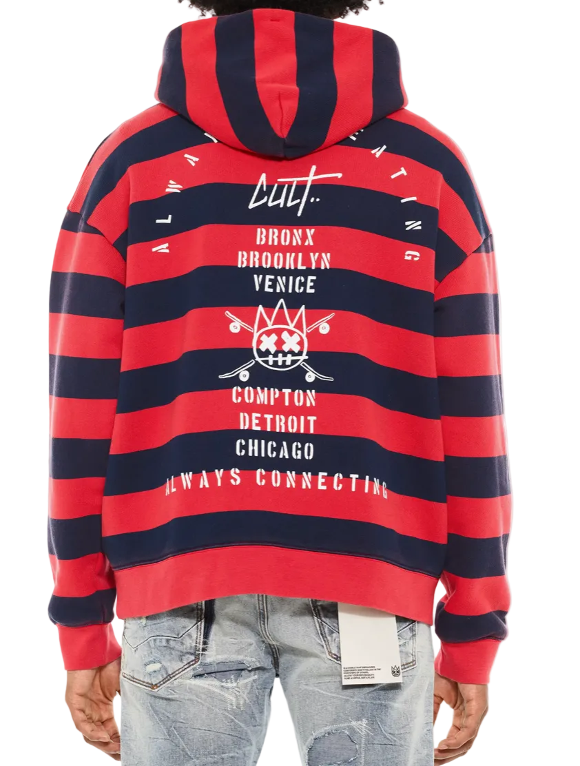 Cult Of Individuality Stripe Hoodies "Red/Navy"