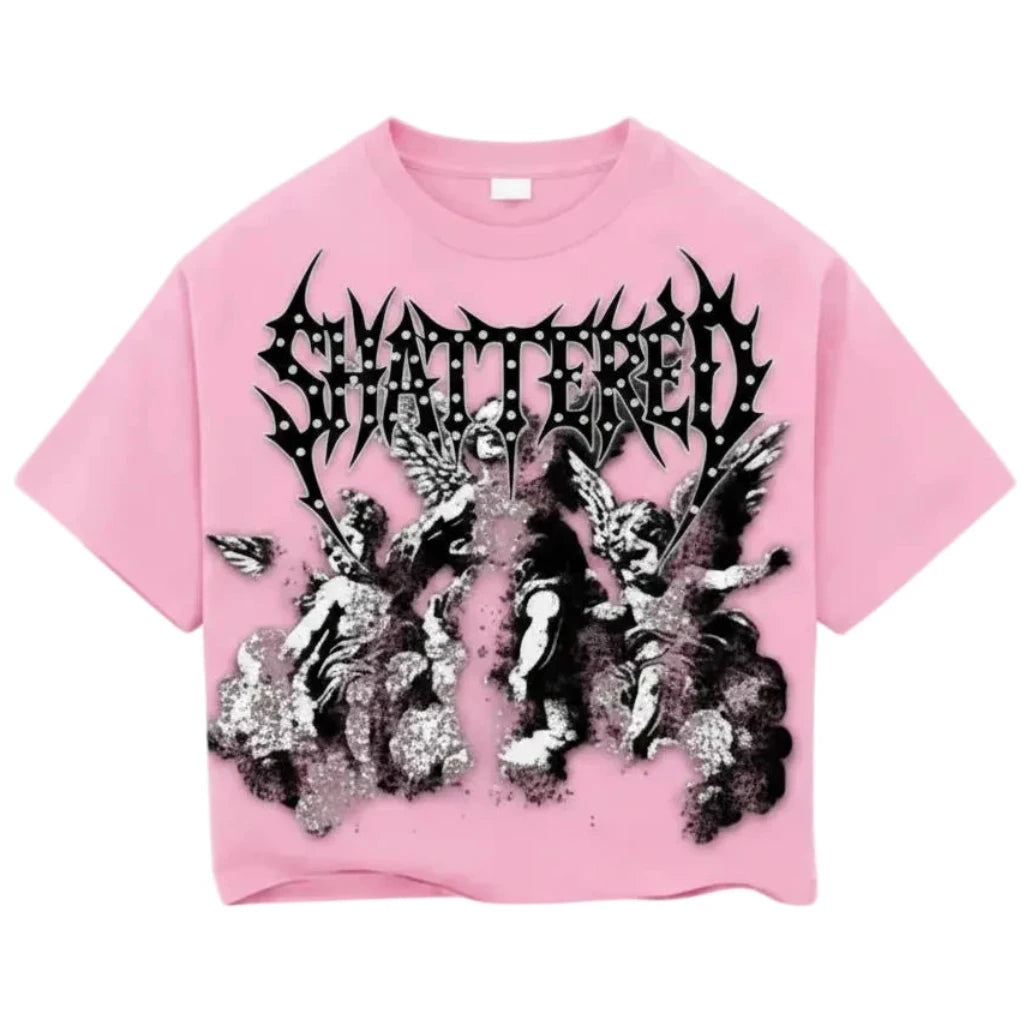 Shattered Hearts Fallin Angels T-Shirts 'Pink'
