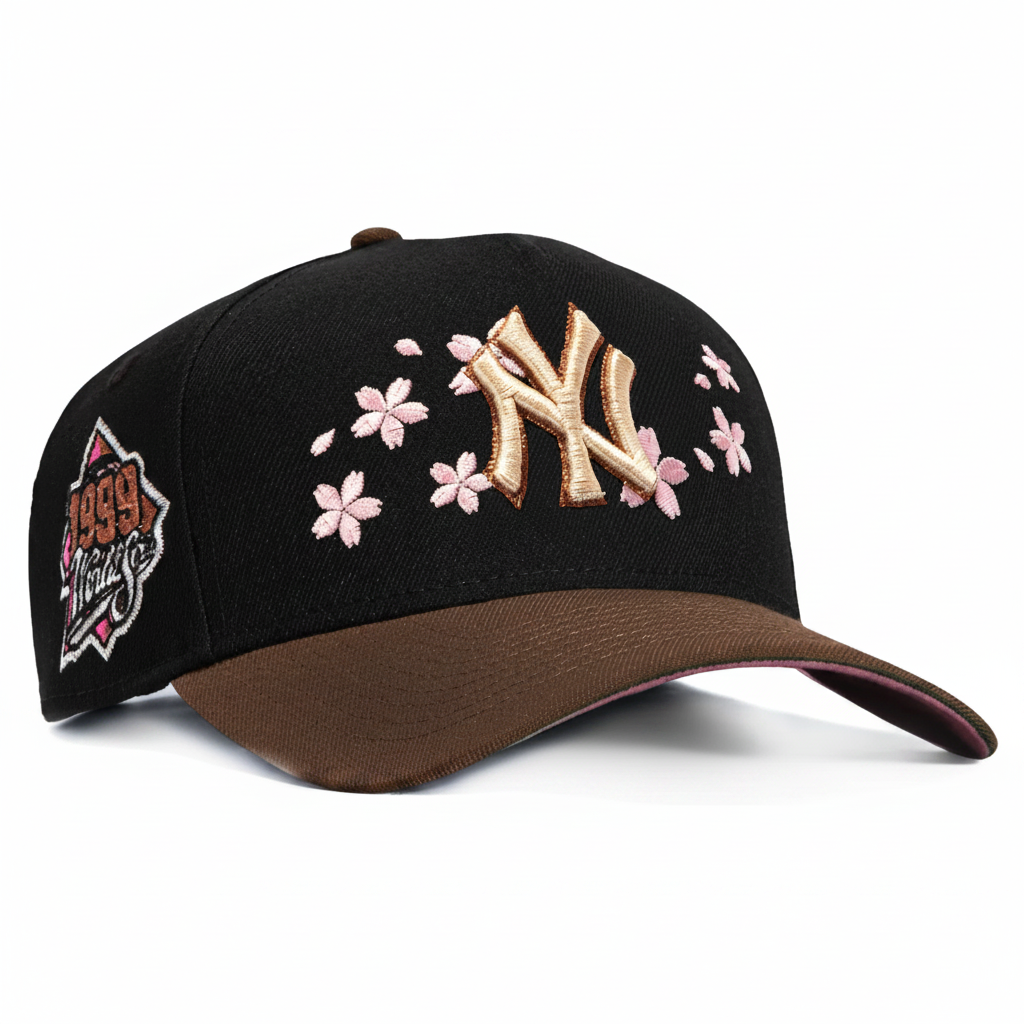 New Era A-Frame New York Yankees 1999 World Series Patch Snapback Blossom Hat 'Black/Brown/Pink'