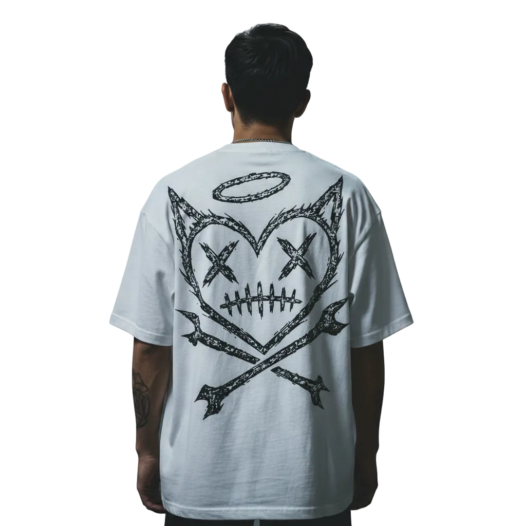 Shattered Hearts Logo Halo Skull Tee 'White'