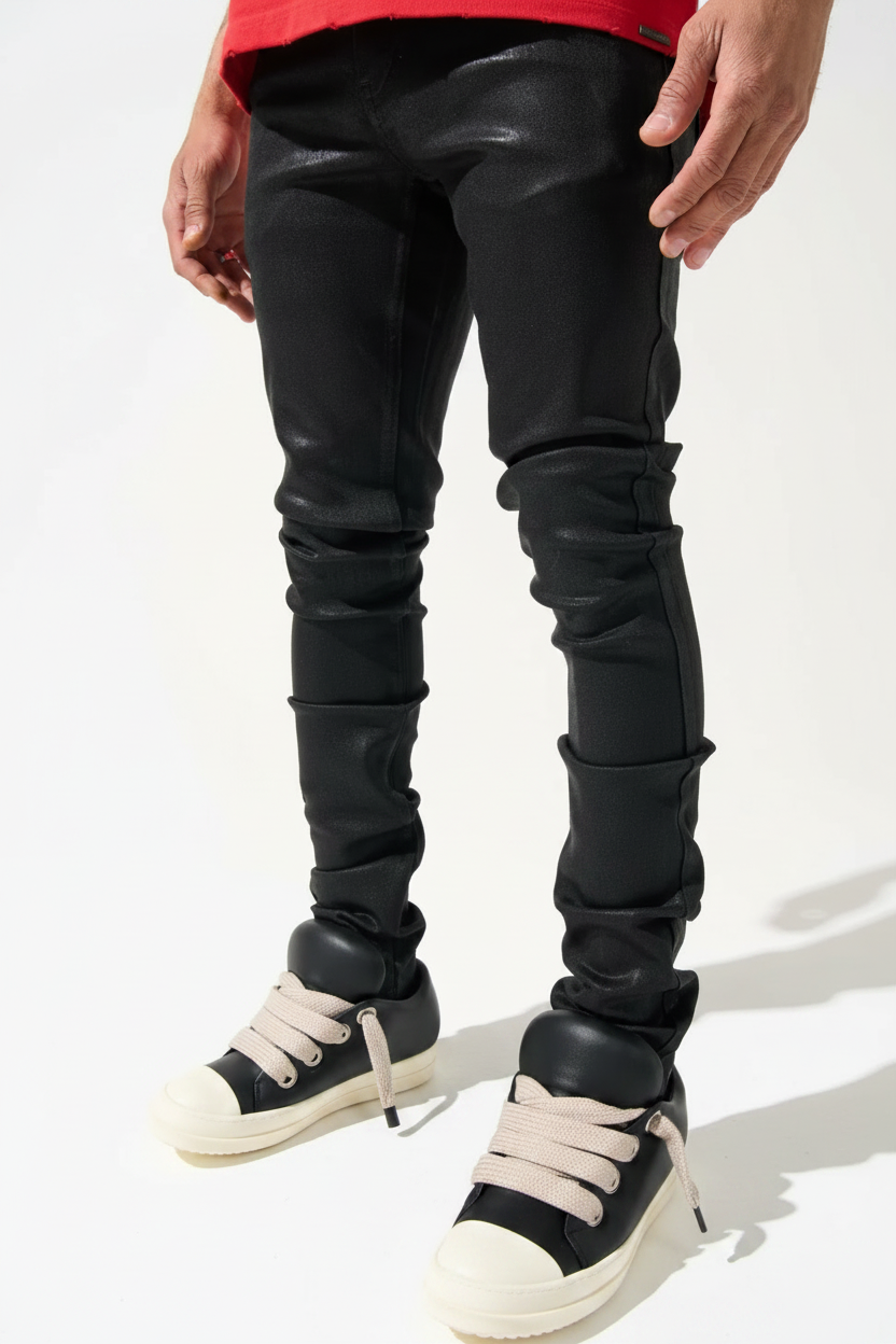 Serenede Black Wax Coated Jeans 'Onyx'