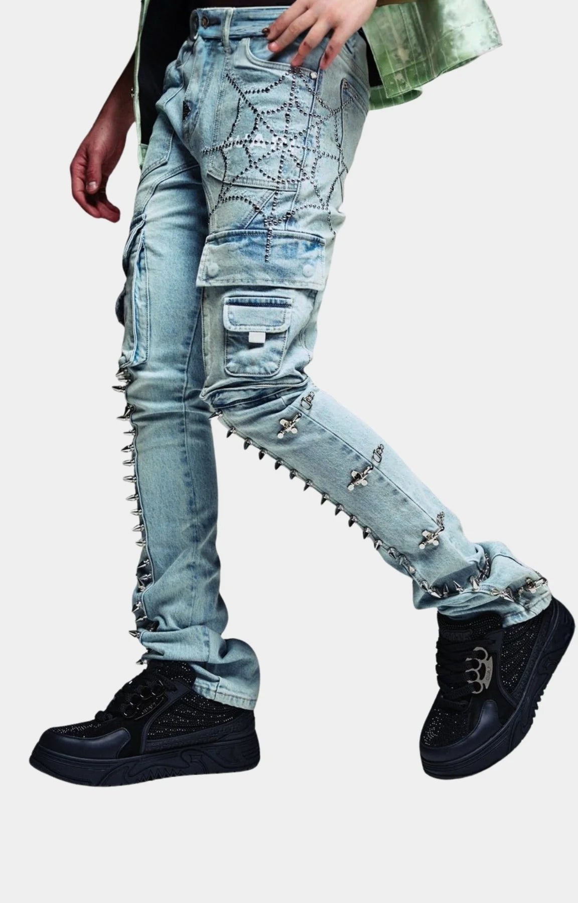 Guapi Spikes Cargo Denim 'Aqua Blue'