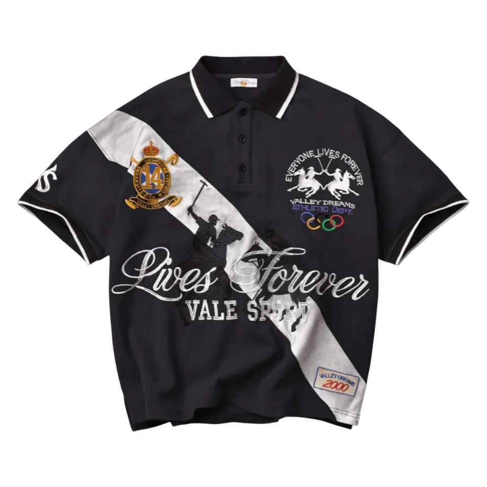 Vale Forever Panda Polo T-Shirt 'Black/White'
