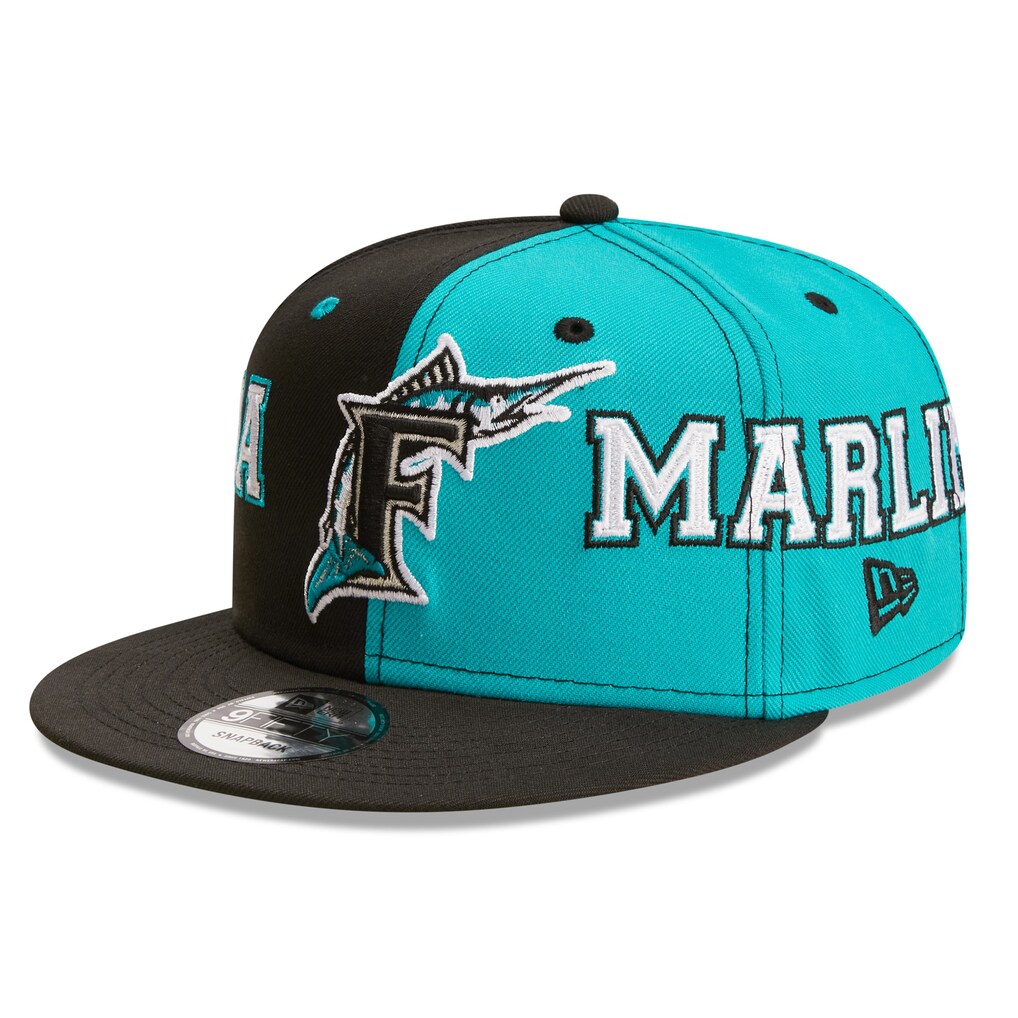 Florida Marlins New Era Team Split 9FIFTY Snapback Hat 'Black/Teal'